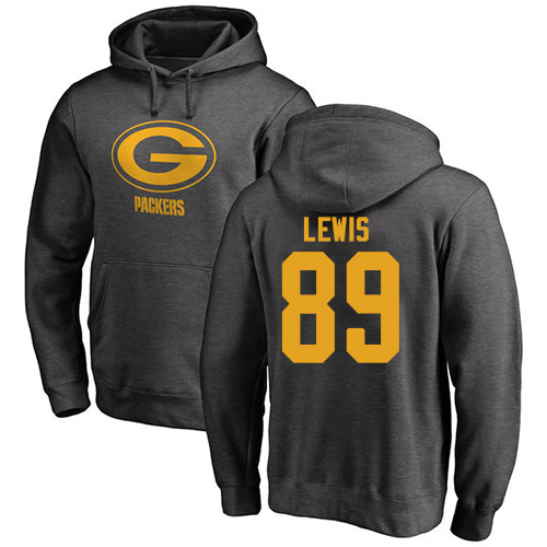 Men Green Bay Packers Ash #89 Lewis Marcedes One Color Nike NFL Pullover Hoodie Sweatshirts